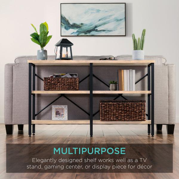 Best Choice 3-Tier Industrial Hallway Console Table For Living Room Entry Way - 55in