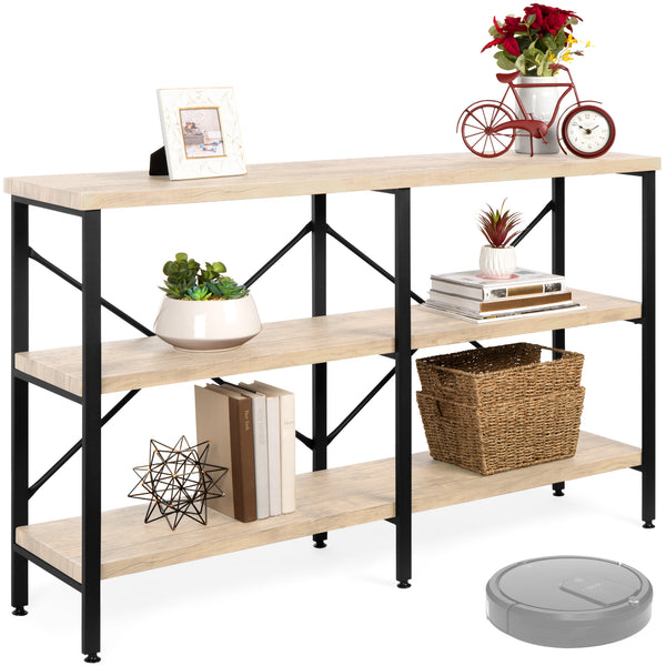 best choice 3-Tier Industrial Hallway Console Table for Living Room Entry Way - 55in