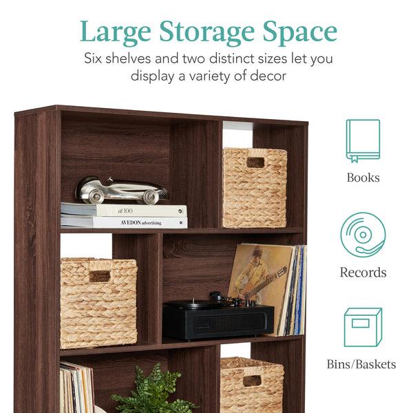 Best Choice 3-Tier Mid-Century Modern Wooden Bookcase W/ 3 Back Panels Offset Legs