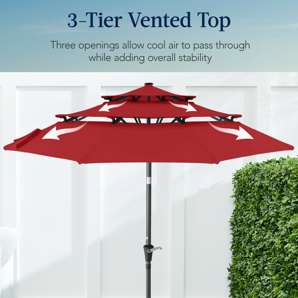 Best Choice 3-Tier Patio Umbrella W/ Tilt Adjustment Crank - 10ft