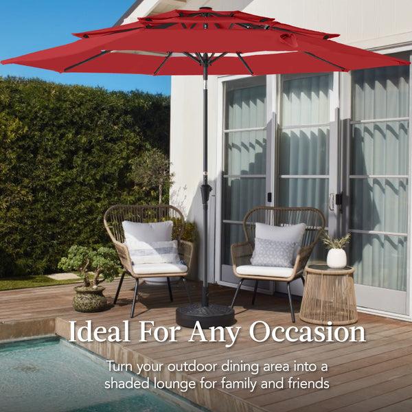 Best Choice 3-Tier Patio Umbrella W/ Tilt Adjustment Crank - 10ft