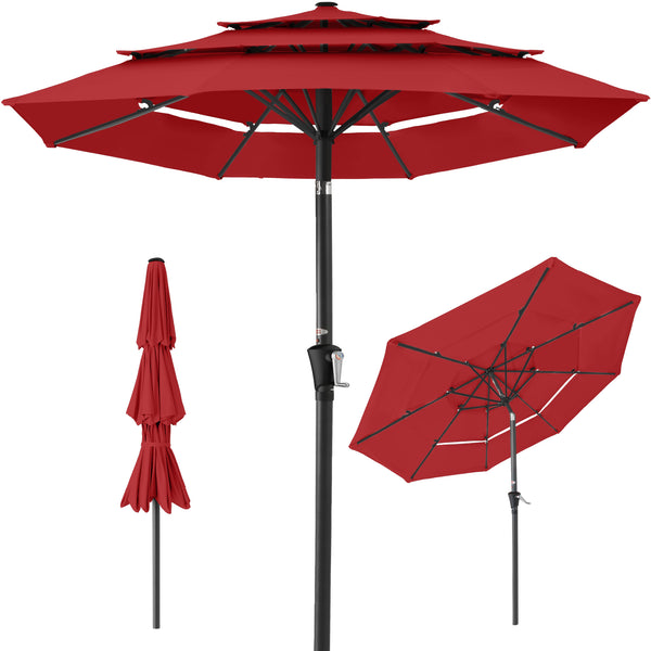 best choice 3-Tier Patio Umbrella w/ Tilt Adjustment Crank - 10ft