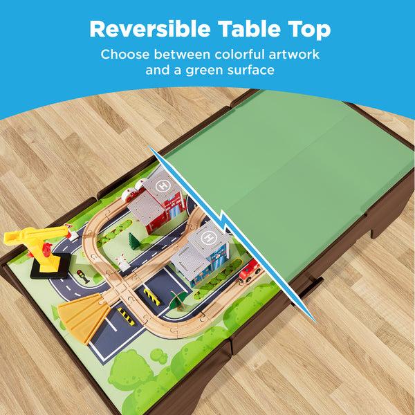 Best Choice 35-Piece Train Table Large Multipurpose Playset W/ Reversible Table Top