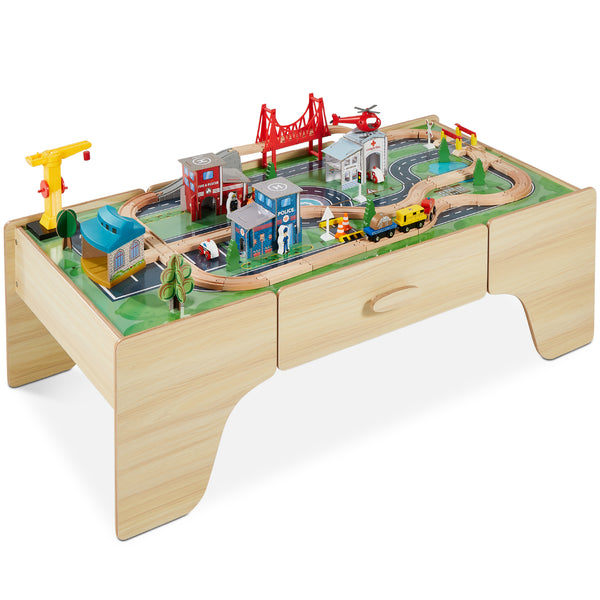 best choice 35-Piece Train Table Large Multipurpose Playset w/ Reversible Table Top