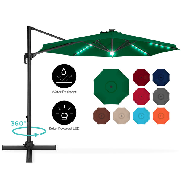 best choice 360-Degree LED Cantilever Offset Patio Umbrella w/ Tilt - 10ft