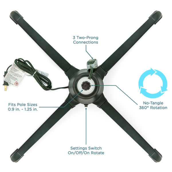 Best Choice 360-Degree Rotating Christmas Tree Stand W/ 3 Settings 3 Outlets