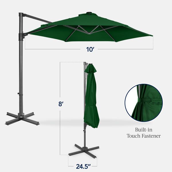 Best Choice 360 LED Rotating Cantilever Offset Patio Umbrella - 10ft