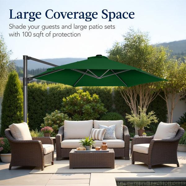 Best Choice 360 LED Rotating Cantilever Offset Patio Umbrella - 10ft