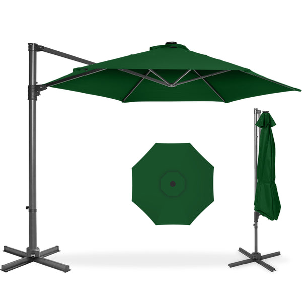 best choice 360 LED Rotating Cantilever Offset Patio Umbrella - 10ft