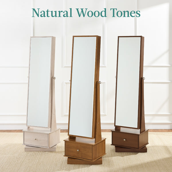 Best Choice 360 Swivel Mirrored Jewelry Cabinet Armoire W/ LED Lights Mirror