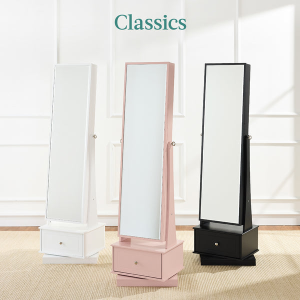 Best Choice 360 Swivel Mirrored Jewelry Cabinet Armoire W/ LED Lights Mirror