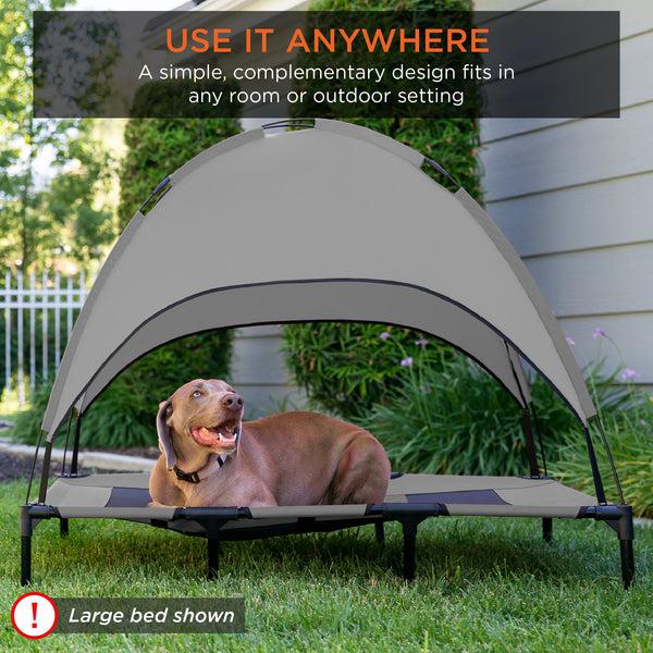Best Choice 36in Outdoor Raised Cooling Pet Dog Bed W/ Canopy Travel Bag