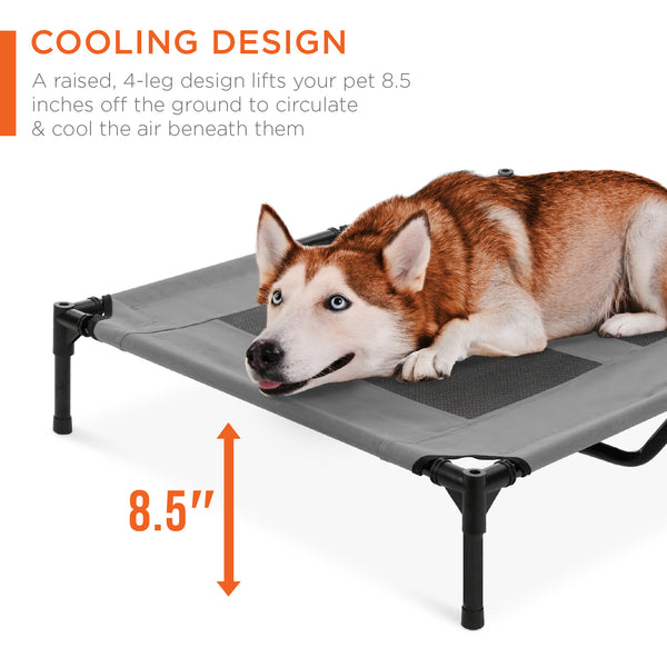 Best Choice 36in Outdoor Raised Cooling Pet Dog Bed W/ Canopy Travel Bag