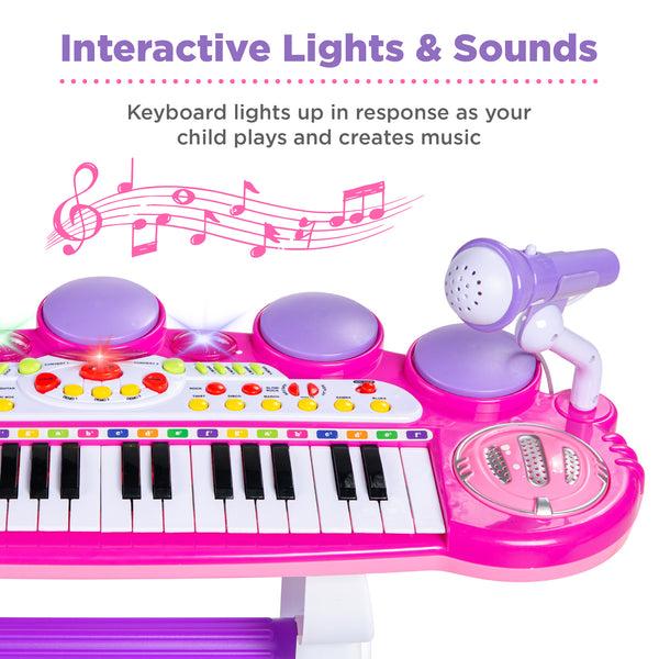 Best Choice 37-Key Kids Electric Keyboard W/ Microphone Stool