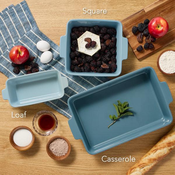 Best Choice 3PC Ceramic Bakeware Set Casserole Loaf Square Dishes W/ Handles