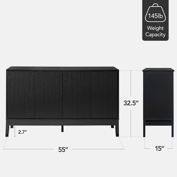 Best Choice 4-Door Reeded Storage Cabinet Accent Furniture Sideboard