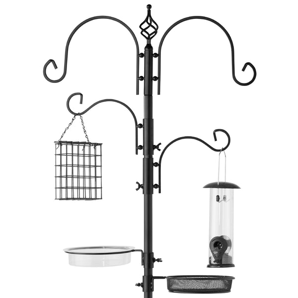 best choice 4-Hook Bird Feeding Station Steel Feeder Stand w/ 2 Bird Feeders - 91in