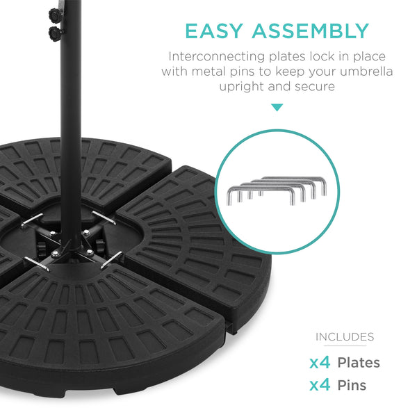 Best Choice 4-Piece Cantilever Offset Patio Umbrella Base Stand W/ Carry Handles