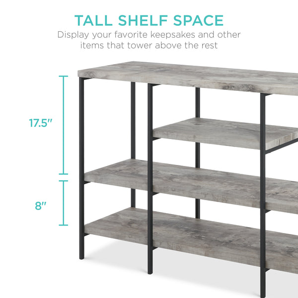 Best Choice 4-Tier Industrial Console Table W/ Tall Shelf Space - 55in