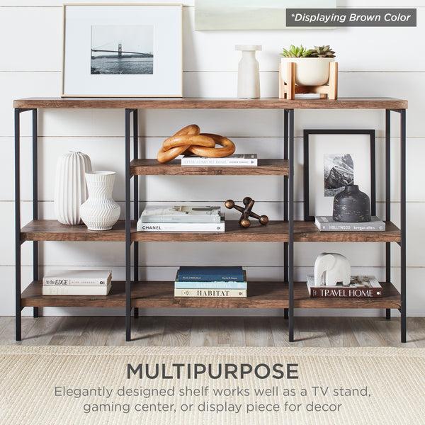 Best Choice 4-Tier Industrial Console Table W/ Tall Shelf Space - 55in