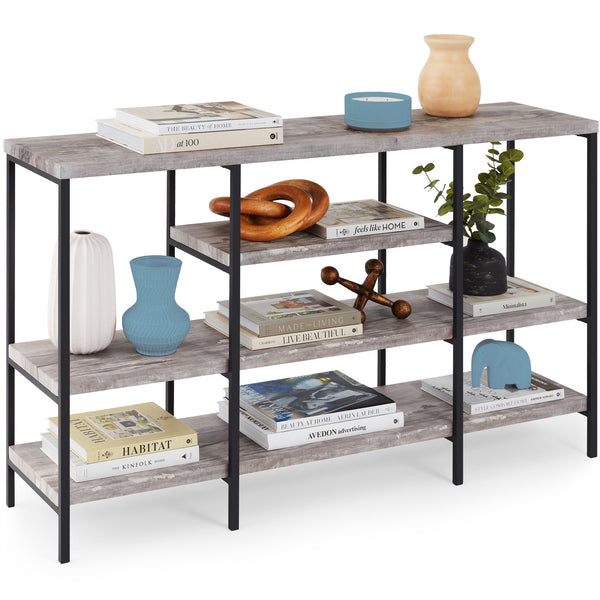 best choice 4-Tier Industrial Console Table w/ Tall Shelf Space - 55in