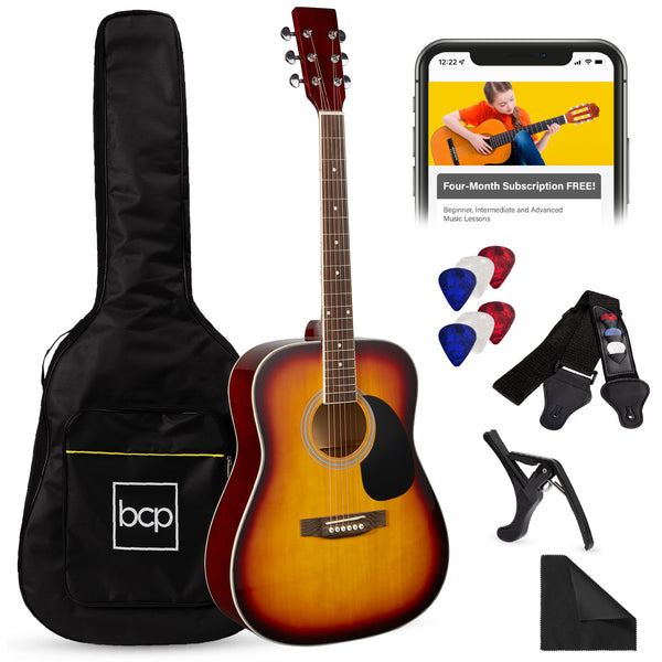 best choice 41in Acoustic Guitar Starter Kit w/ Digital Tuner Padded Case Picks Strap