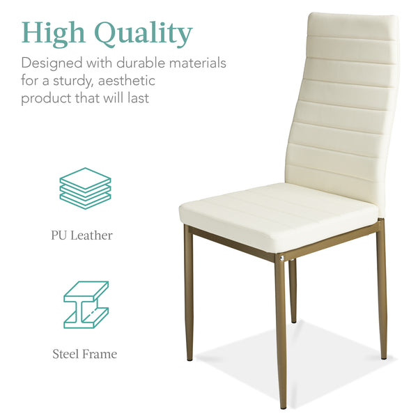 Best Choice 5-Piece Dining Table Set W/ Glass Top Leather Chairs