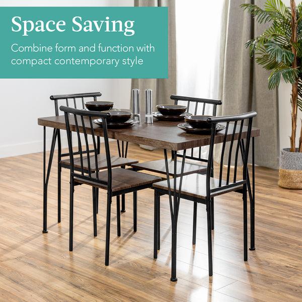 Best Choice 5-Piece Modern Metal And Wood Dining Table Furniture Set W/ 4 Chairs