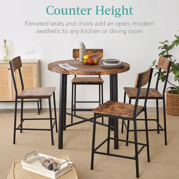 Best Choice 5-Piece Modern Round Counter Height Dining Set W/ 4 Chairs