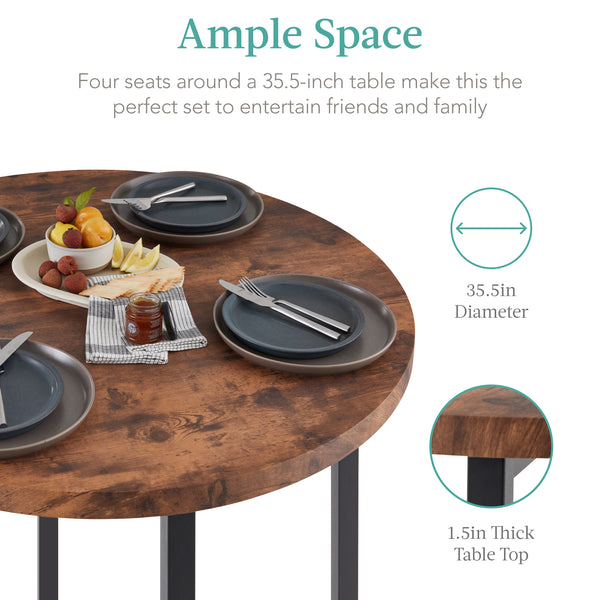 Best Choice 5-Piece Modern Round Counter Height Dining Set W/ 4 Chairs