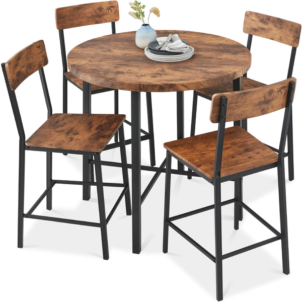 best choice 5-Piece Modern Round Counter Height Dining Set w/ 4 Chairs