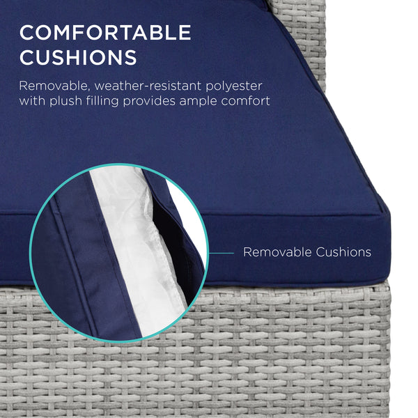 Best Choice 5-Piece Modular Wicker Sectional Conversation Set W/ 2 Pillows Coffee Table