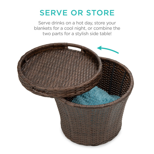 Best Choice 5-Piece Outdoor Wicker Bistro Set W/ Side Storage Table No Assembly