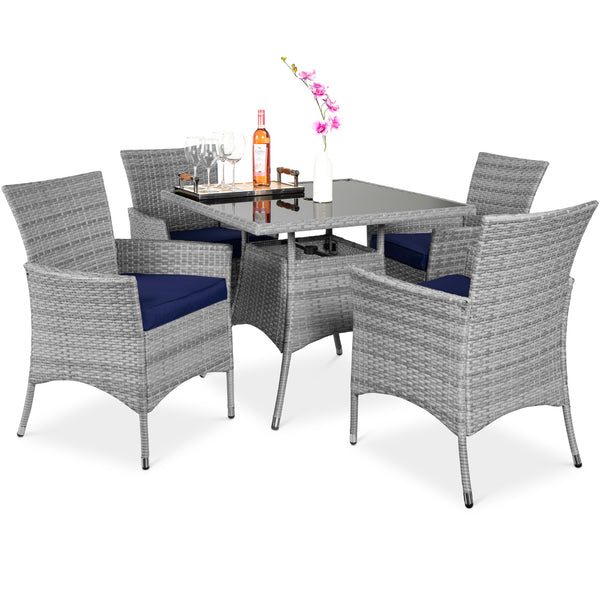 best choice 5-Piece Wicker Patio Dining Table Set w/ 4 Chairs best choice 5-Piece Wicker Patio Dining Table Set w/ 4 Chairs