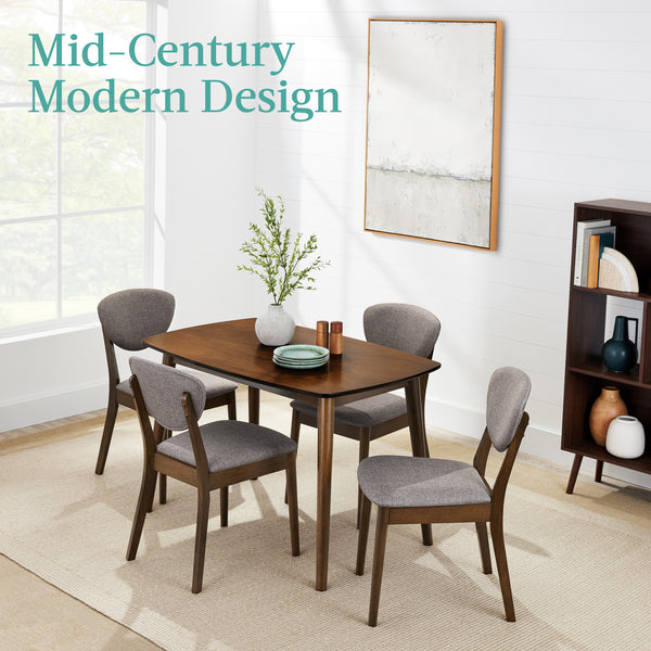 Best Choice 5-Piece Wooden Mid-Century Modern Dining Set W/ 4 Chairs Padded Seat & Back