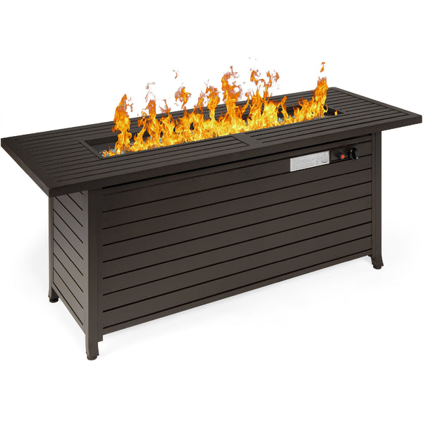 best choice 50 000 BTU Rectangular Propane Gas Fire Pit Table w/ Storage Cover - 57in