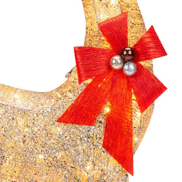 Best Choice 5ft 3D Pre-Lit Gold Glitter Christmas Reindeer Yard Decoration W/ 150 Lights