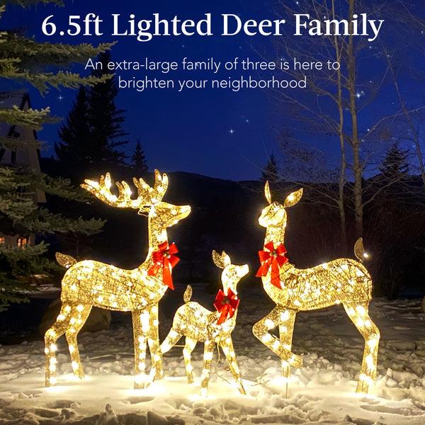 Best Choice 6.5ft 3-Piece Lighted Christmas Deer Set Outdoor Decor With LED Lights
