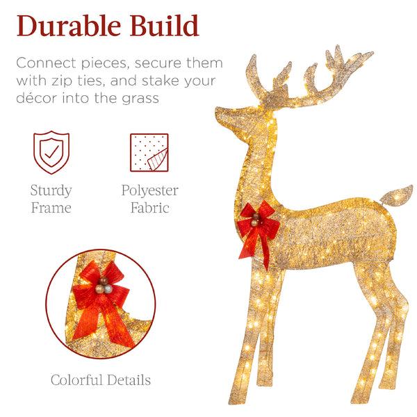 Best Choice 6.5ft 3-Piece Lighted Christmas Deer Set Outdoor Decor With LED Lights