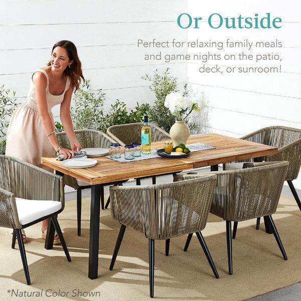Best Choice 6-Person Indoor Outdoor Acacia Wood Dining Table