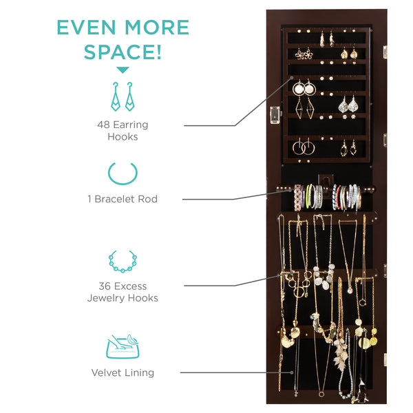 Best Choice 6-Tier Standing Jewelry Mirror Armoire W/ LED Lights