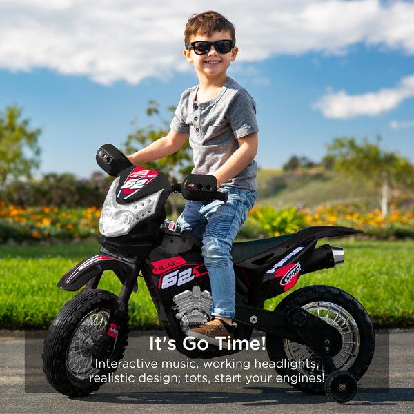 Best Choice 6V Kids Electric Ride-On Motorcycle Toy W/ Training Wheels Lights Music