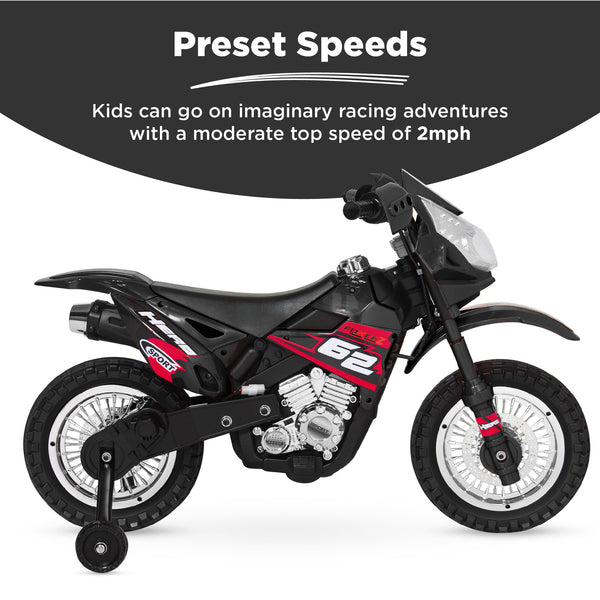 Best Choice 6V Kids Electric Ride-On Motorcycle Toy W/ Training Wheels Lights Music