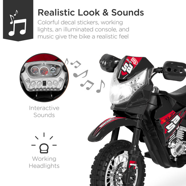 Best Choice 6V Kids Electric Ride-On Motorcycle Toy W/ Training Wheels Lights Music