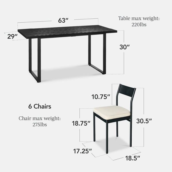 Best Choice 7-Piece Modern Dining Set Kitchen Table W/ 6 Chairs Metal Frame