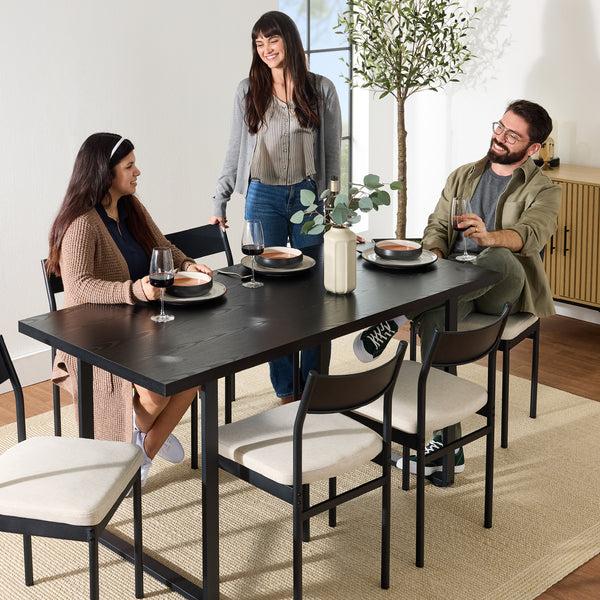 Best Choice 7-Piece Modern Dining Set Kitchen Table W/ 6 Chairs Metal Frame