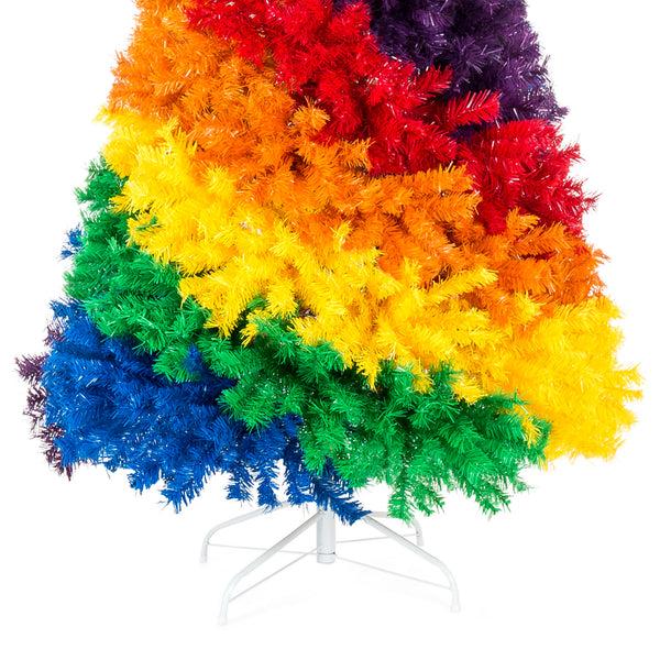 Best Choice 7ft Artificial Rainbow Full Fir Christmas Tree Holiday Decor W/ Metal Stand