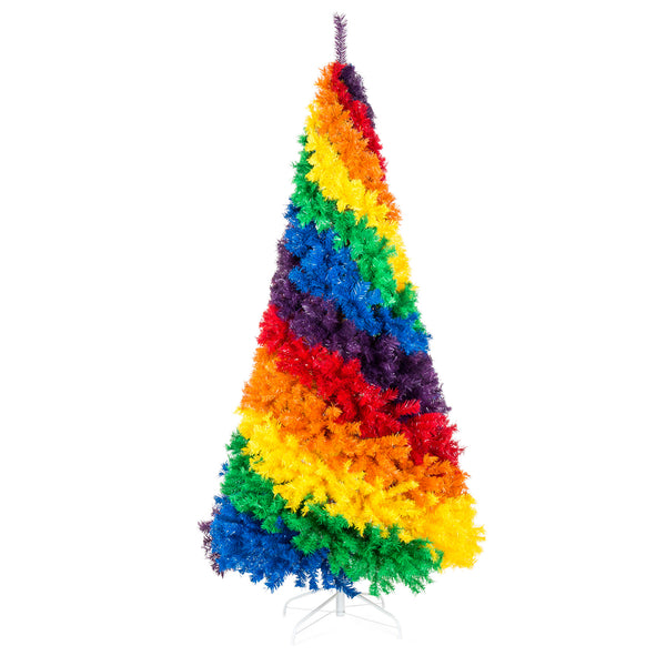 best choice 7ft Artificial Rainbow Full Fir Christmas Tree Holiday Decor w/ Metal Stand