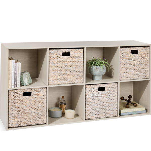 best choice 8-Cube Bookshelf 11in Storage Display w/ Removable Panels Customizable