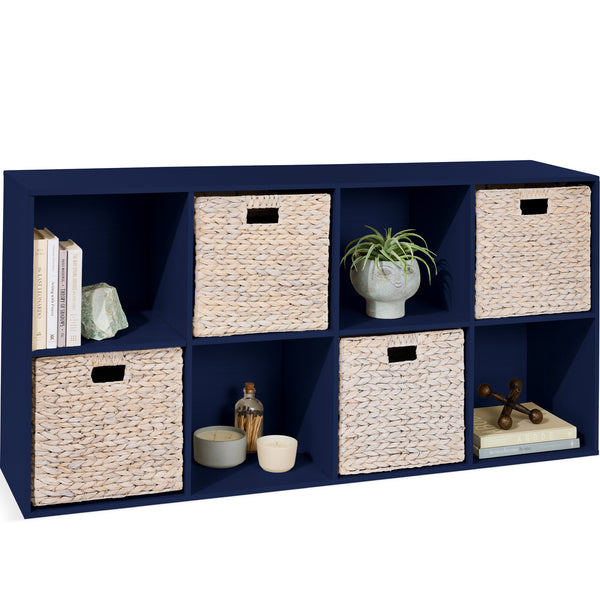 best choice 8-Cube Bookshelf 13.5in Storage Display w/ Removable Panels Customizable